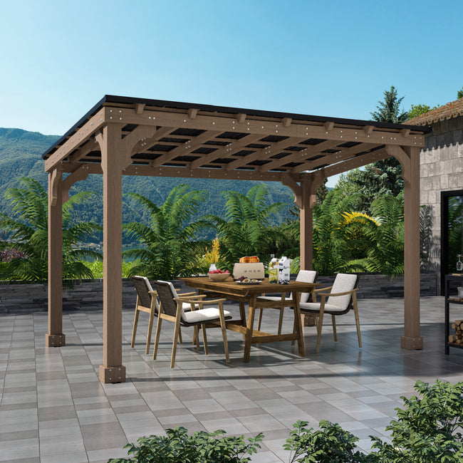 10'X 12' Outdoor Wooden Grill Gazebo, Heavy Duty Bbq Pergola for Deck, Garden and Patio