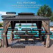 Alexander 14 Ft. D X 9 Ft. H X 12 Ft. W Aluminum Hardtop with Gazebo Galvanized Steel Roof, Nettings & Curtains(Gray)