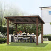 Chandler 10 Ft. X 12 Ft. Brown Cedar Wooden Gazebo Pavilion with Hard Top Iron Slope Roof Grill Gazebo