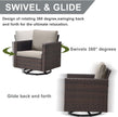 Wicker chair with swivel and glide feature on a white background
