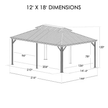 Hexagonal gazebo with dimensions labeled on a white background