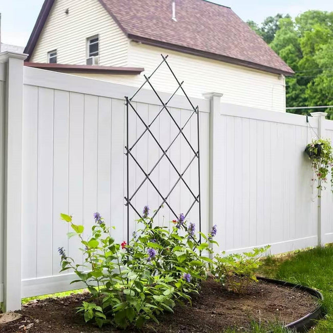 Outdoor 7-FT. Tall Wrought Iron Lattice Garden Trellis-1