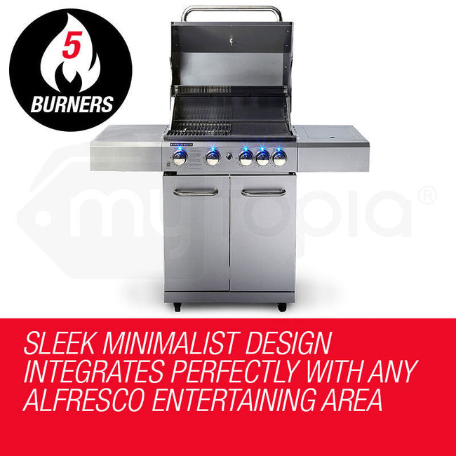 NNEMB 5 Burner BBQ Outdoor Barbeque Grill Gas Stainless Steel Kitchen-1