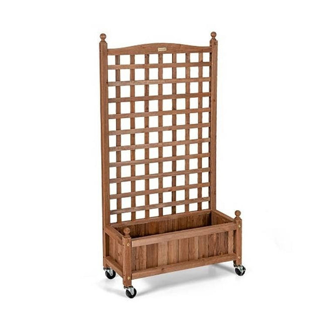 Outdoor Solid Wood Raised Garden Bed Mobile Planter Box with Trellis on Wheels-0