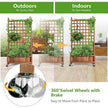 Outdoor Solid Wood Raised Garden Bed Mobile Planter Box with Trellis on Wheels-1