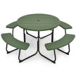 Green All Weather 8 Seater Picnic Table with Umbrella Hole-2