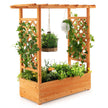 Raised Garden Bed with Trellis or Climbing Plant and Pot Hanging-Natural-0