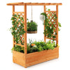 Raised Garden Bed with Trellis or Climbing Plant and Pot Hanging-Natural-0