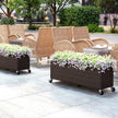 Raised Garden Bed PE Rattan Wicker Patio Planter Box with Wheels and Liner-1