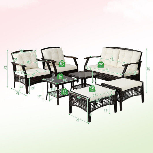 Outdoor furniture set with dimensions on a white background