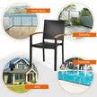 Set of 4 Outdoor Patio PE Rattan Dining Chairs with Powder-coated Steel Frame-3