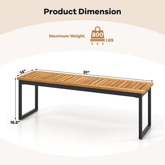 Set of 2 Patio Dining Bench for 2-3 Person Indoor Outdoor-3