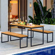 Set of 2 Patio Dining Bench for 2-3 Person Indoor Outdoor-4
