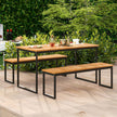 Set of 2 Patio Dining Bench for 2-3 Person Indoor Outdoor-2