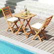 Folding Chair Table Set with Soft Seat Cushions and Table-White-1