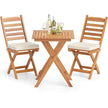 Folding Chair Table Set with Soft Seat Cushions and Table-White-2