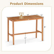 Acacia Wood Counter Height Table with Slatted Tabletop and Footrest Crossbar-3