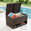 PE Rattan Storage Bin with Waterproof Liner for Patio Cushions-1