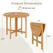 36 Inches Outdoor Folding Round Dining Table with Slatted Tabletop-3