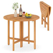 36 Inches Outdoor Folding Round Dining Table with Slatted Tabletop-4