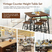 5 Pieces Bar Table Set with 4 Counter Height Backless Stools-Rustic Brown-3