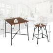 5 Pieces Bar Table Set with 4 Counter Height Backless Stools-Rustic Brown-4