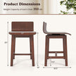 Swivel Dining Chair Set of 2 with Low Back and Curved Seat-Walnut-2
