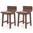 Swivel Dining Chair Set of 2 with Low Back and Curved Seat-Walnut-4
