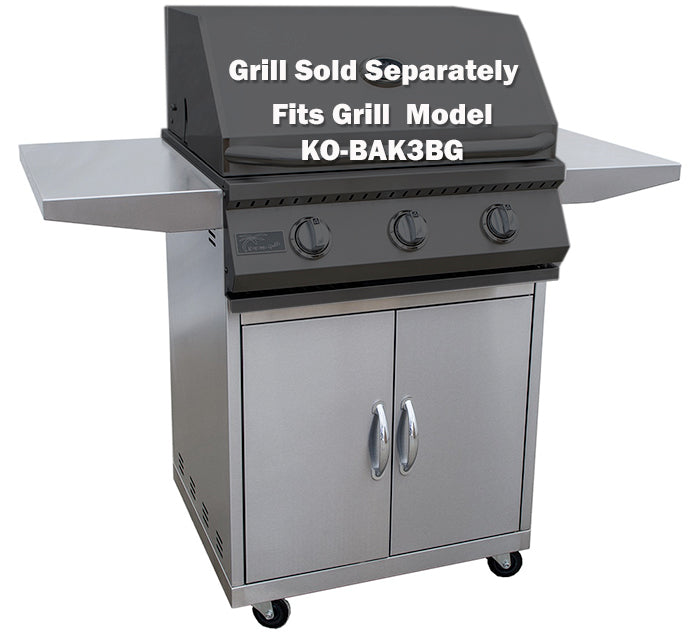 Stainless steel grill with text indicating grill sold separately for KO-BAK3BG model
