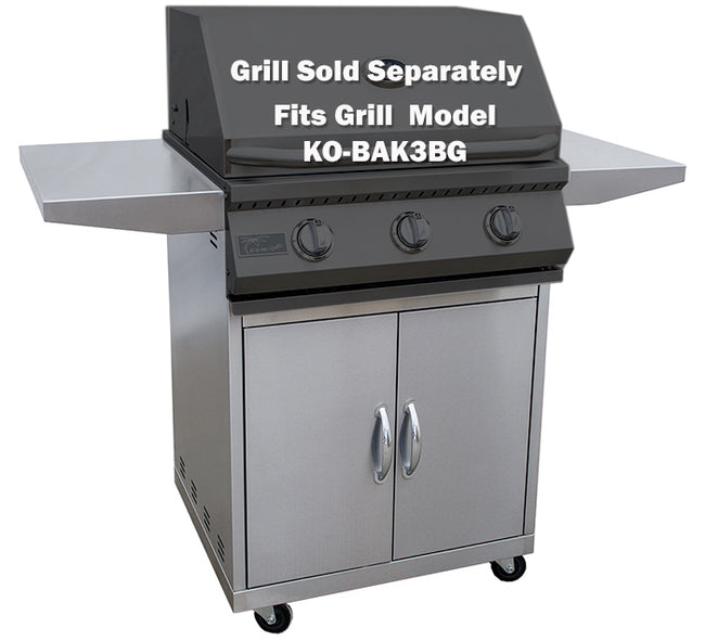 Stainless steel grill with text indicating grill sold separately for KO-BAK3BG model