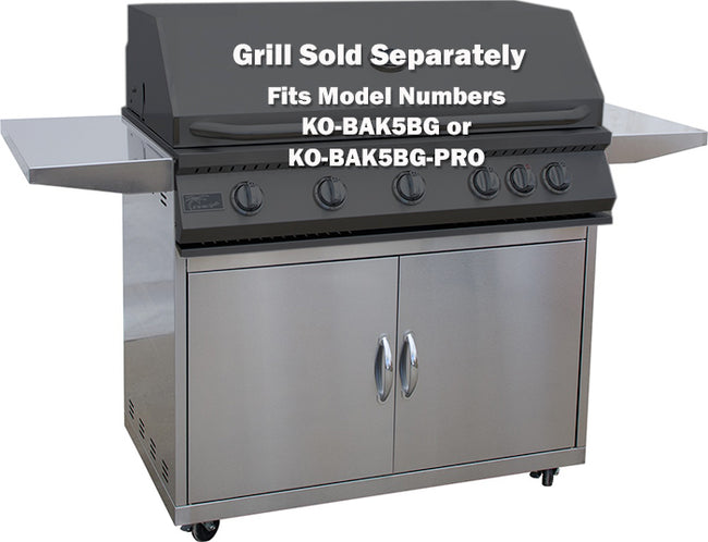 Stainless steel grill with text indicating grill sold separately for specific model numbers.