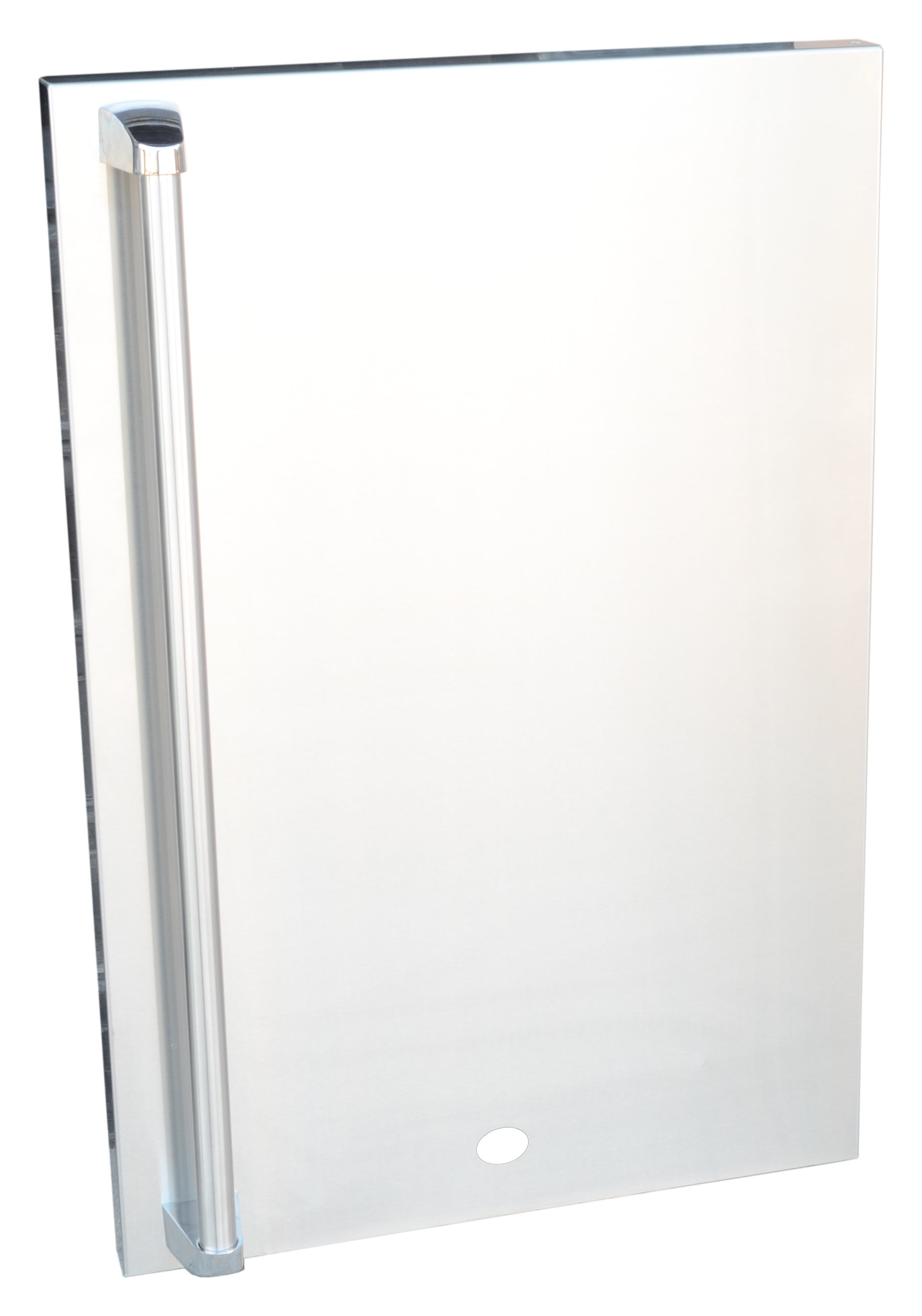 Clear glass shower enclosure with a silver frame on a white background
