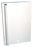 Clear glass shower enclosure with a silver frame on a white background