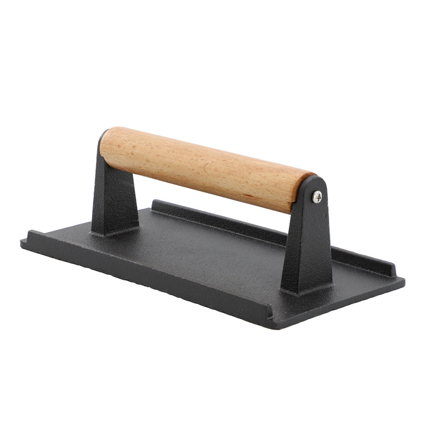 MegaChef 8 x 4 Inch Rectangle Heavy Duty Cast Iron Grill Press-0