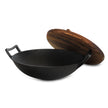 MegaChef 2 Piece 14 Inch Heavy Duty Cast Iron Wok with Wood Lid-0