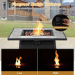 35 Inch Propane Gas Fire Pit Table Wicker Rattan with Lava Rocks PVC Cover-Black-1