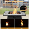 35 Inch Propane Gas Fire Pit Table Wicker Rattan with Lava Rocks PVC Cover-Black-1