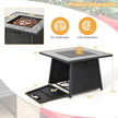 35 Inch Propane Gas Fire Pit Table Wicker Rattan with Lava Rocks PVC Cover-Black-2