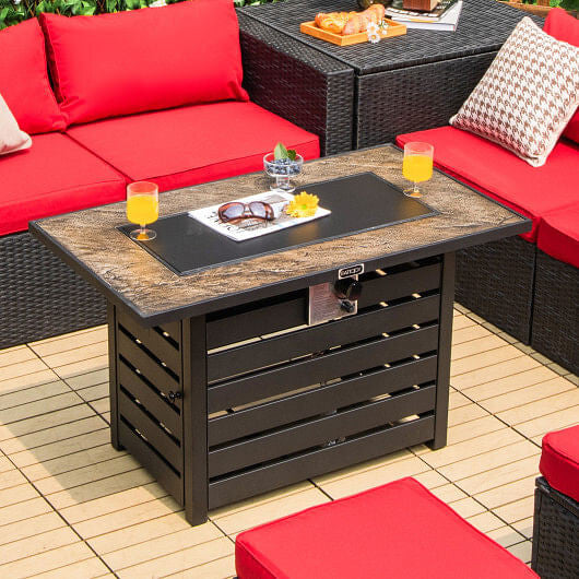 42 Inch 50000 BTU Propane Fire Pit Table with Ore Powder Surface-1