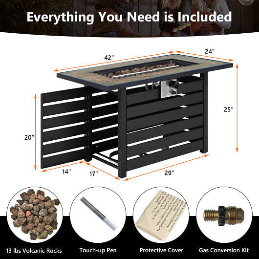 42 Inch 50000 BTU Propane Fire Pit Table with Ore Powder Surface-2