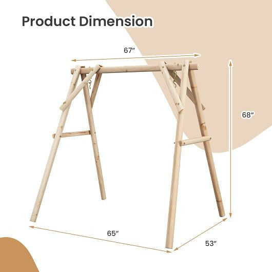 Heavy Duty Wooden Swing Frame with Reinforced Bars-2