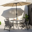 34 Inch Outdoor Dining Table Square Tempered Glass Table with 1.5 Inch Umbrella Hole-Black-0