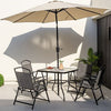 34 Inch Outdoor Dining Table Square Tempered Glass Table with 1.5 Inch Umbrella Hole-Black-0