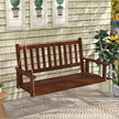 3-Person Wooden Outdoor Porch Swing with 800 lbs Weight Capacity-Brown-1