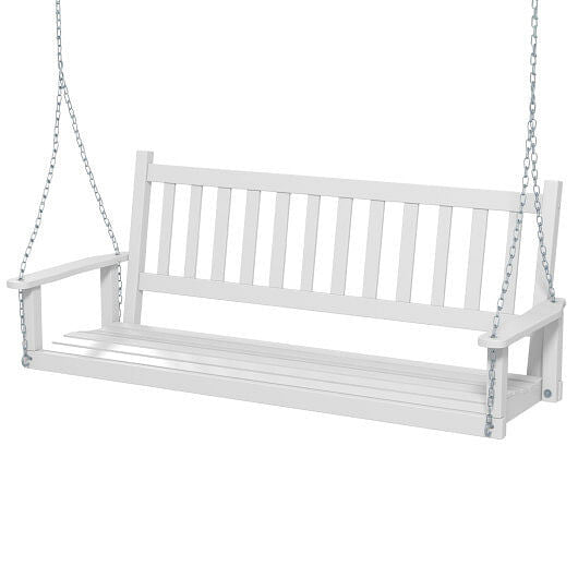3-Person Wooden Outdoor Porch Swing with 800 lbs Weight Capacity-Brown-4