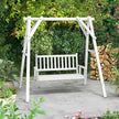 3-Person Wooden Outdoor Porch Swing with 800 lbs Weight Capacity-Brown-5