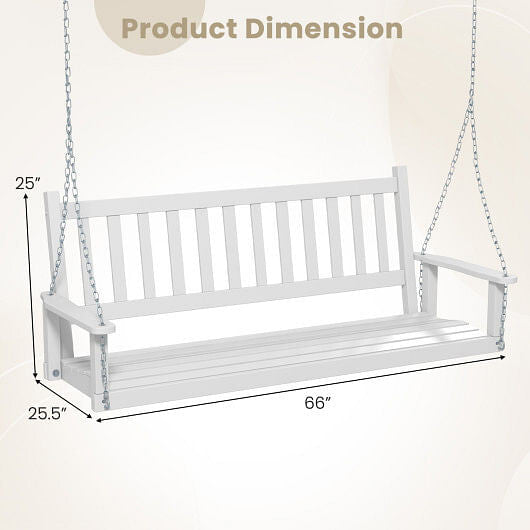 3-Person Wooden Outdoor Porch Swing with 800 lbs Weight Capacity-Brown-7