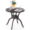 31.5 Inch Cast Aluminum Table Patio Round Dining Table with Umbrella Hole-Copper-0