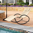 Outdoor Rocking Lounge Chair with Removable Headrest-Beige-1
