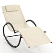 Outdoor Rocking Lounge Chair with Removable Headrest-Beige-7